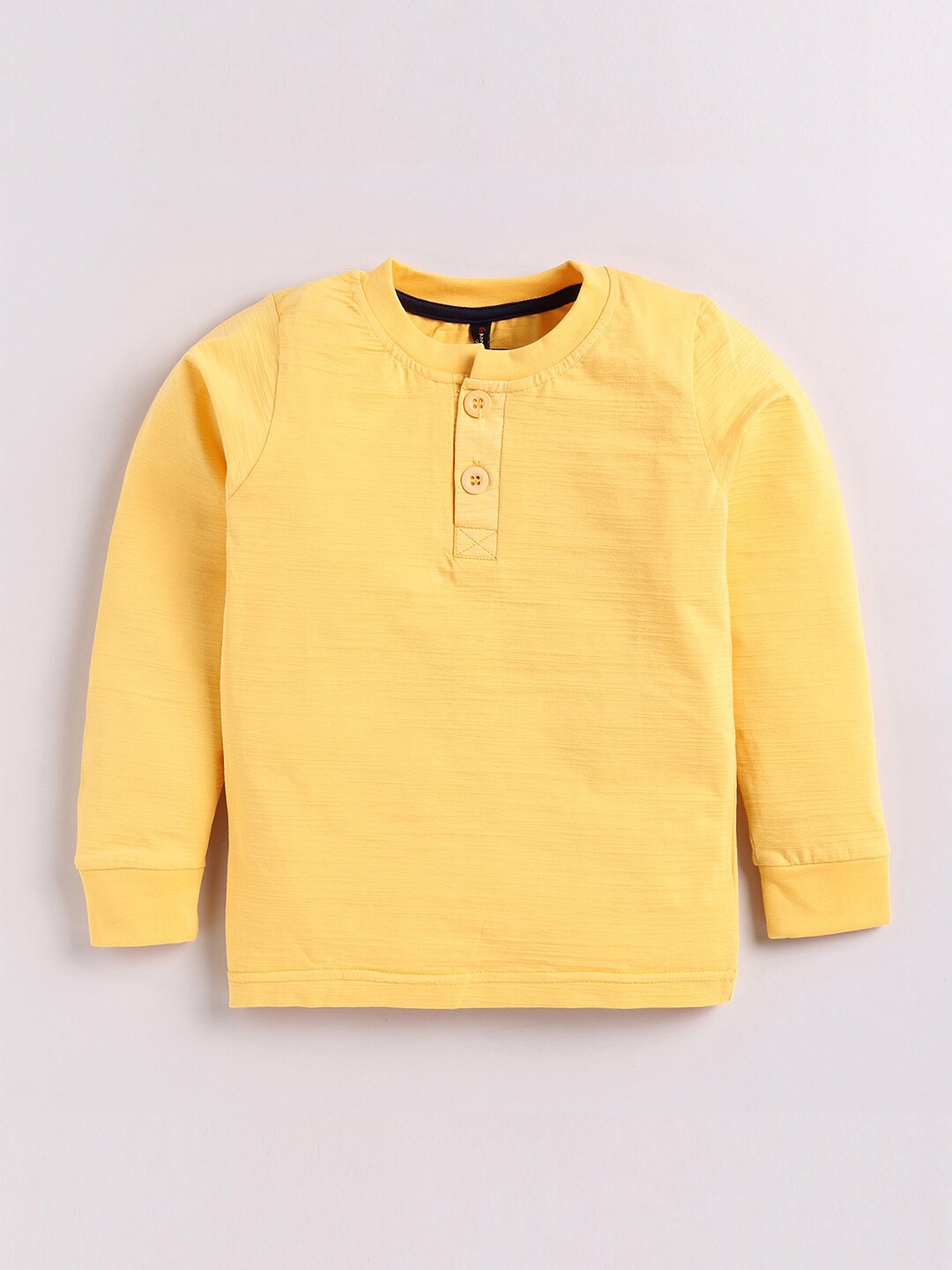 

GAME BEGINS Boys Henley Neck Pure Cotton T-Shirt, Yellow