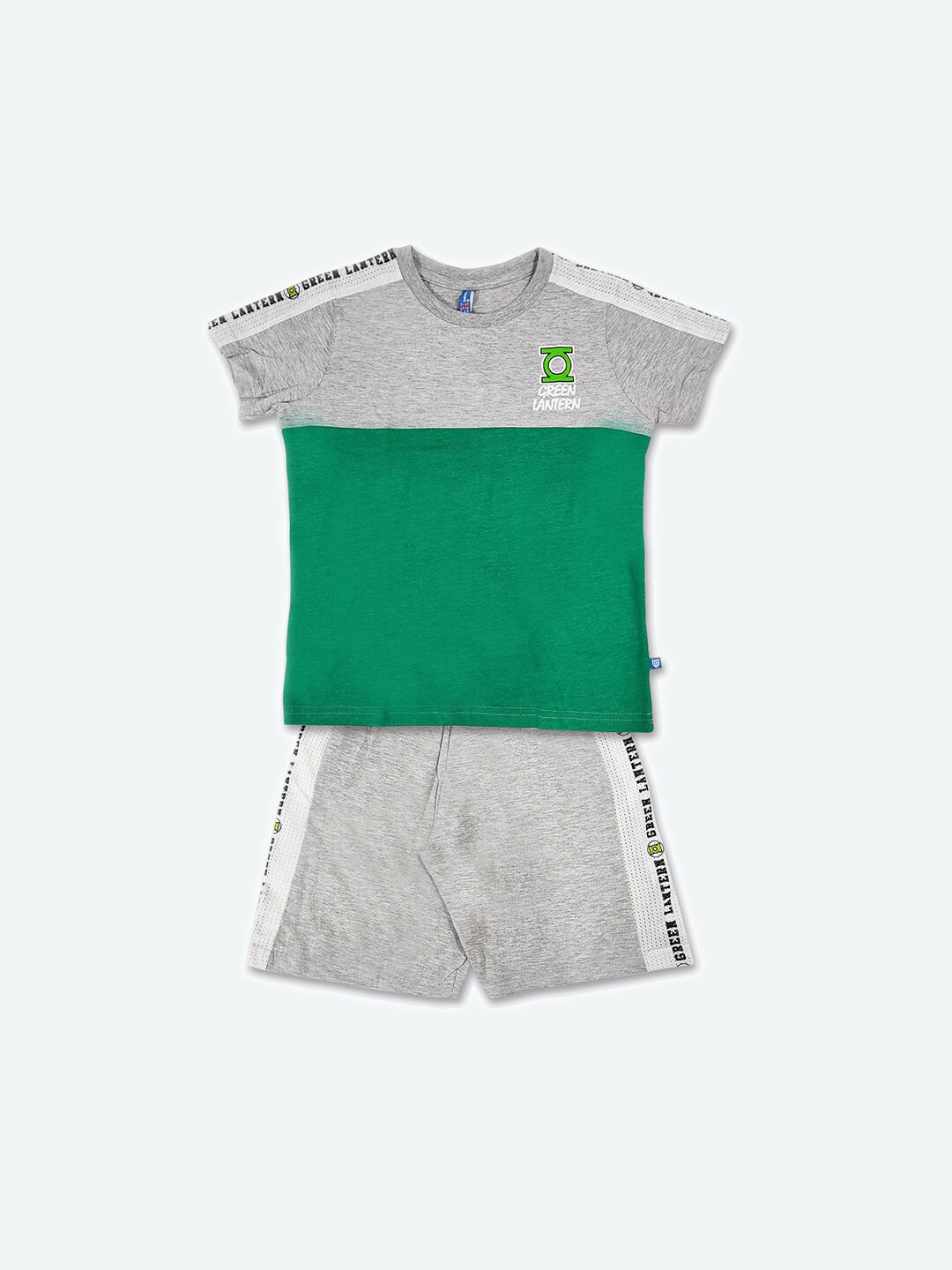 

GAME BEGINS Boys Colourblocked Pure Cotton T-shirt with Shorts, Grey