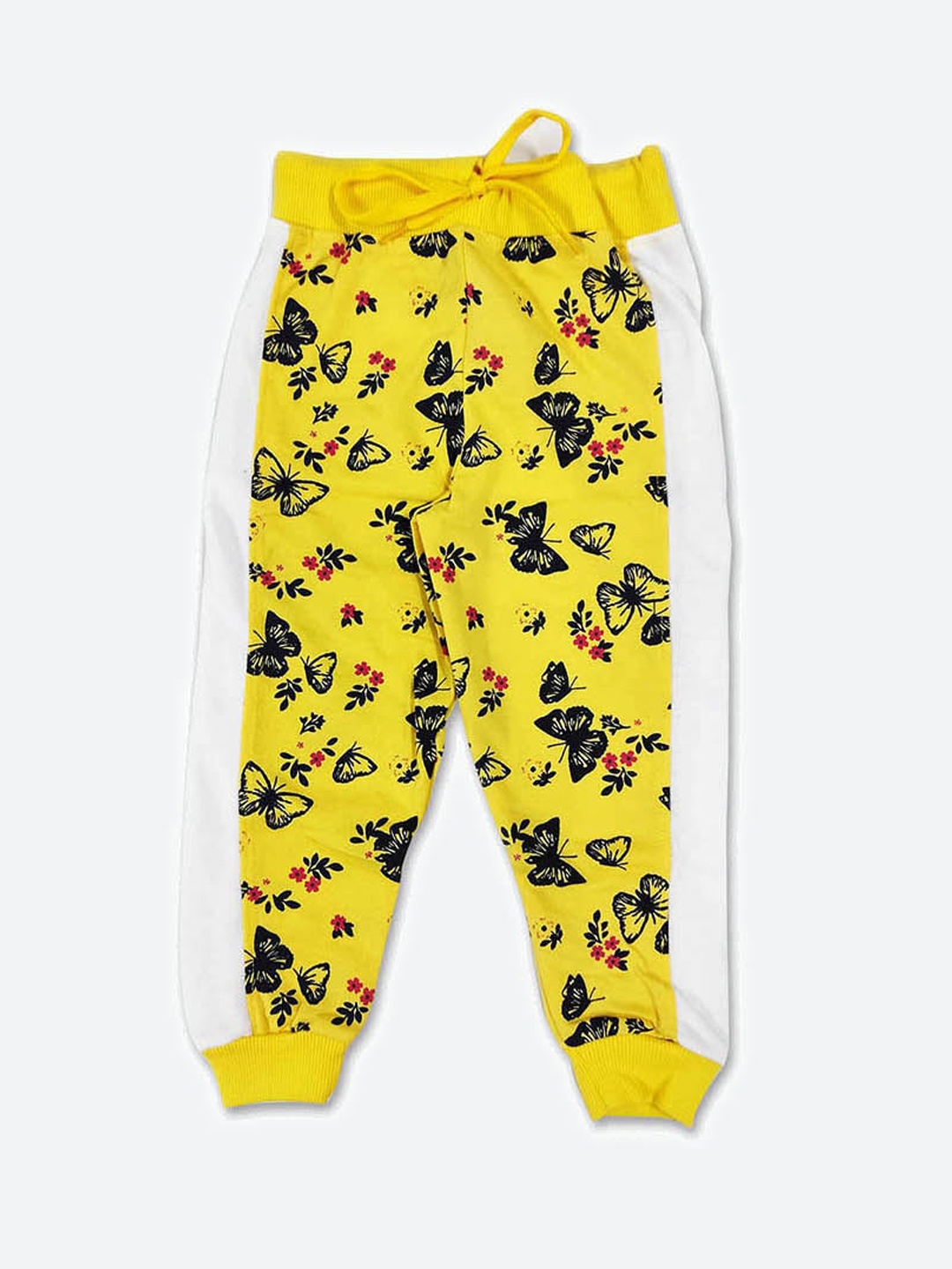 

GAME BEGINS Girls Conversational Printed Mid-Rise Cotton Joggers, Yellow