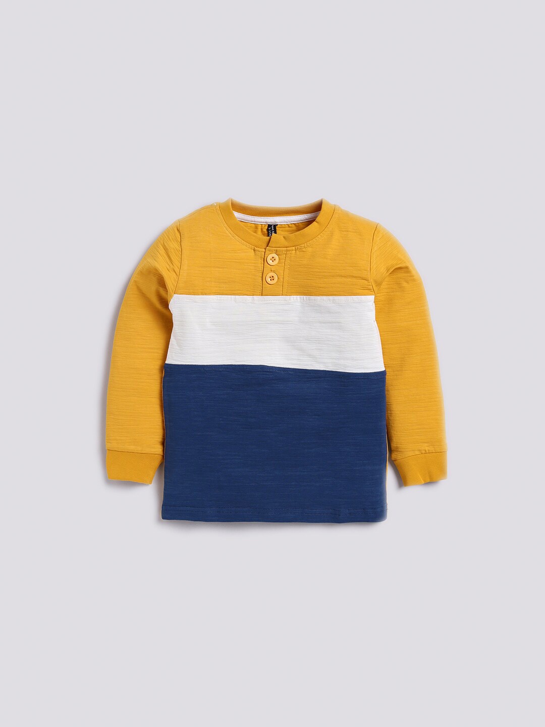 

GAME BEGINS Boys Colourblocked Pure Cotton T-shirt, Yellow