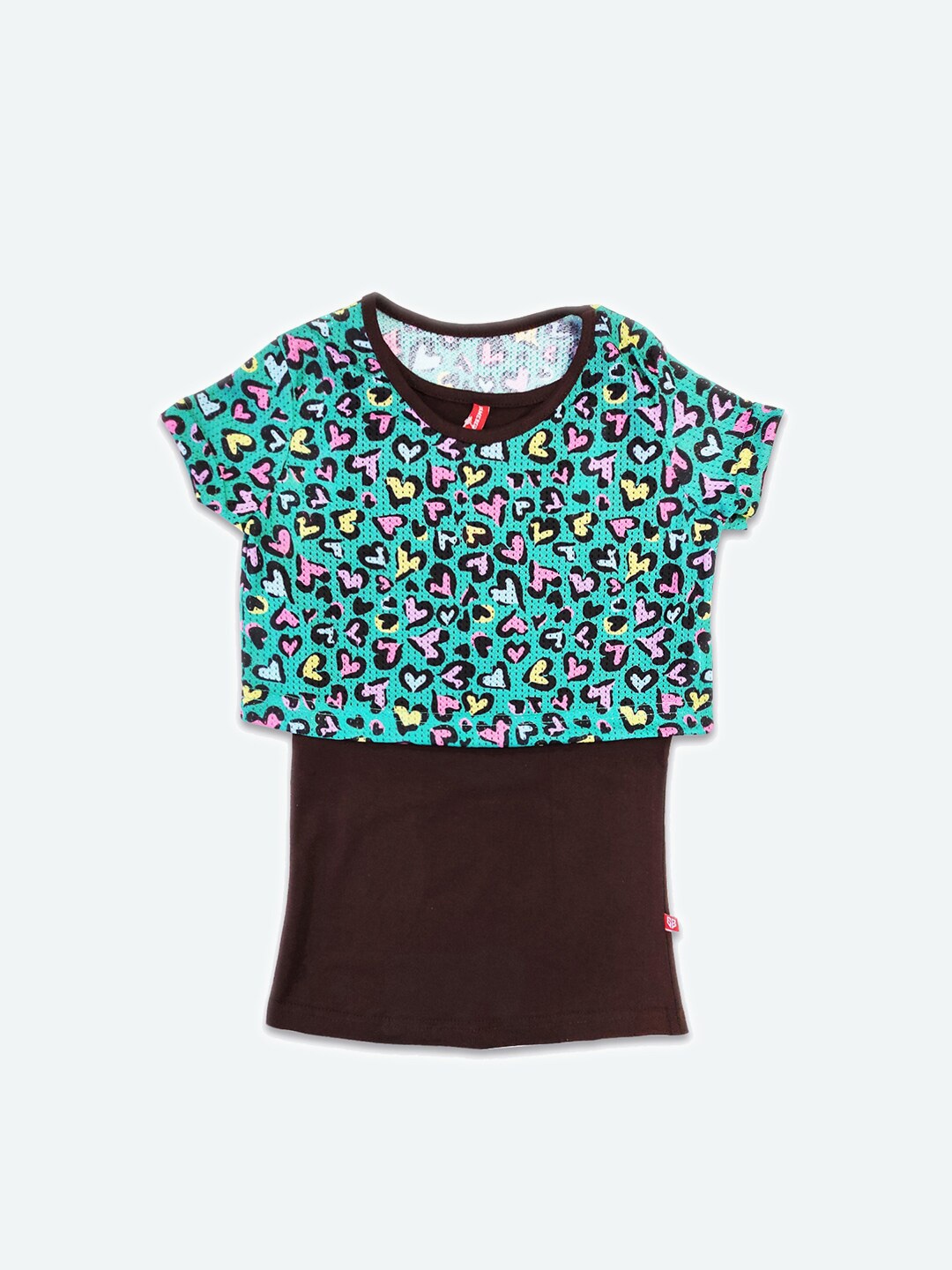 

GAME BEGINS Girls Floral Printed Extended Sleeves Cotton Top, Brown