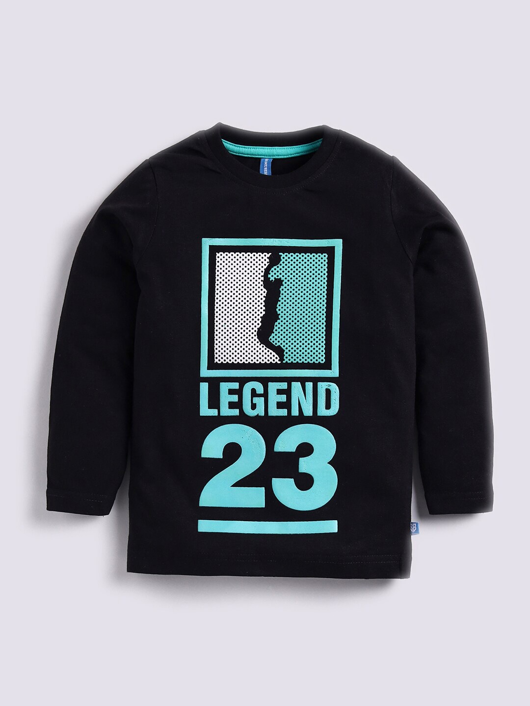 

GAME BEGINS Boys Graphic Printed Long Sleeves Pure Cotton T-shirt, Black