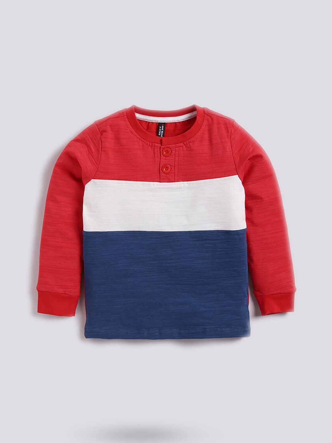 

GAME BEGINS Boys Red Colourblocked Pure Cotton T-shirt