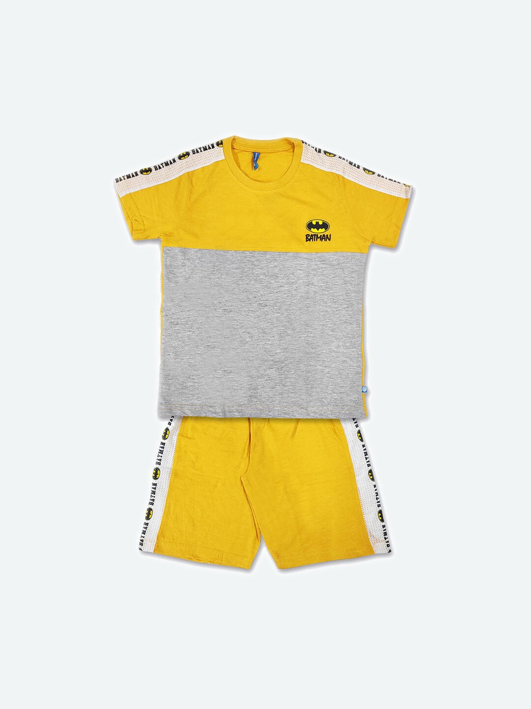 

GAME BEGINS Boys Colourblocked Pure Cotton T-shirt with Shorts, Yellow