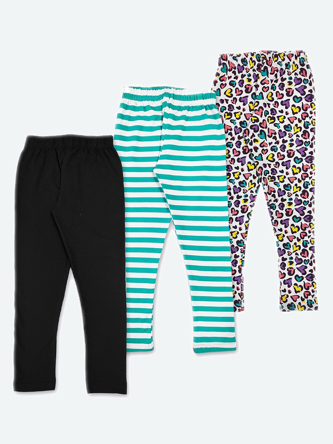 

GAME BEGINS Girls Pack Of 3 Ankle-Length Leggings, Black