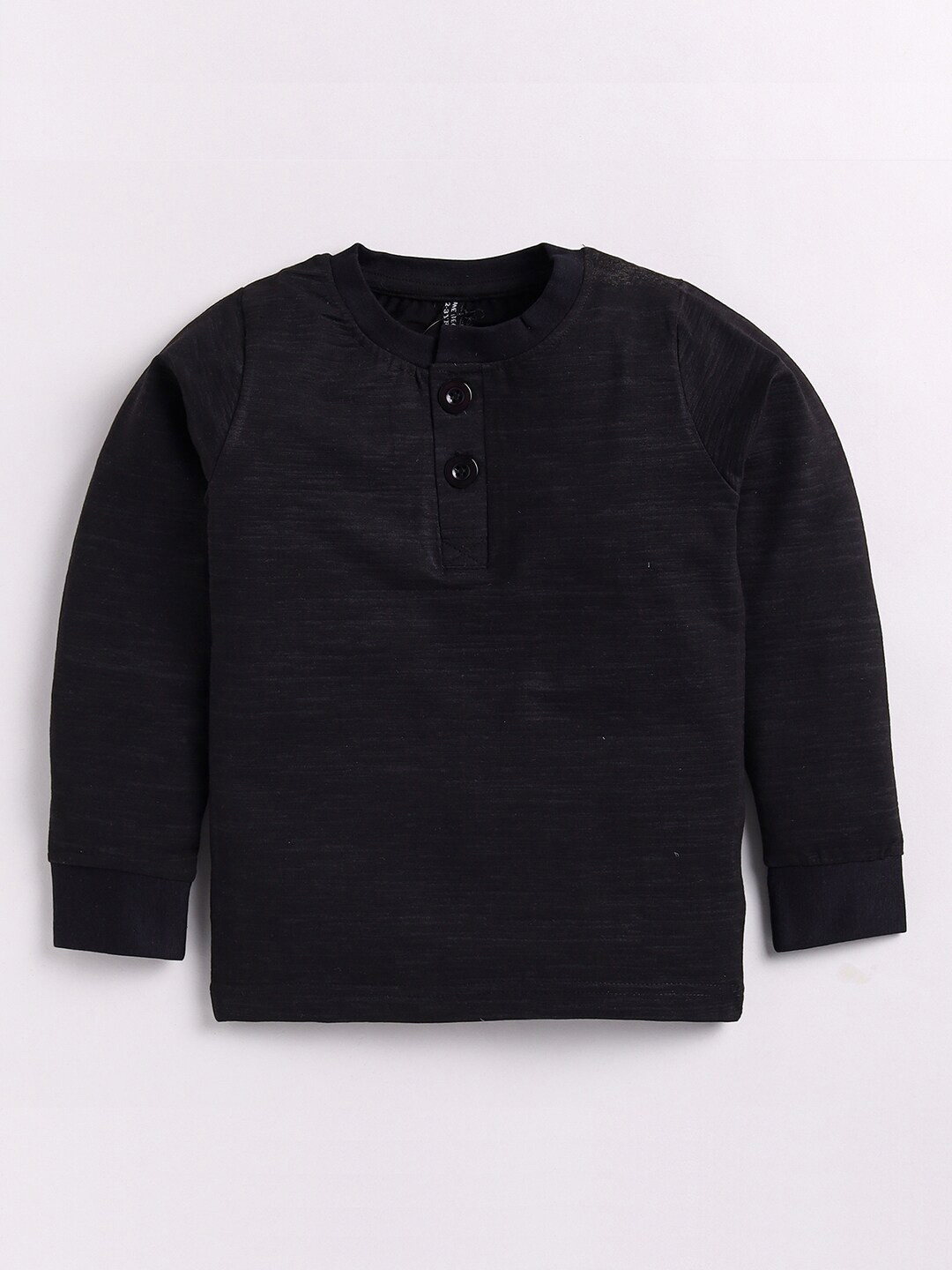

GAME BEGINS Boys Henley Neck Long Sleeves Pure Cotton T-shirt, Black