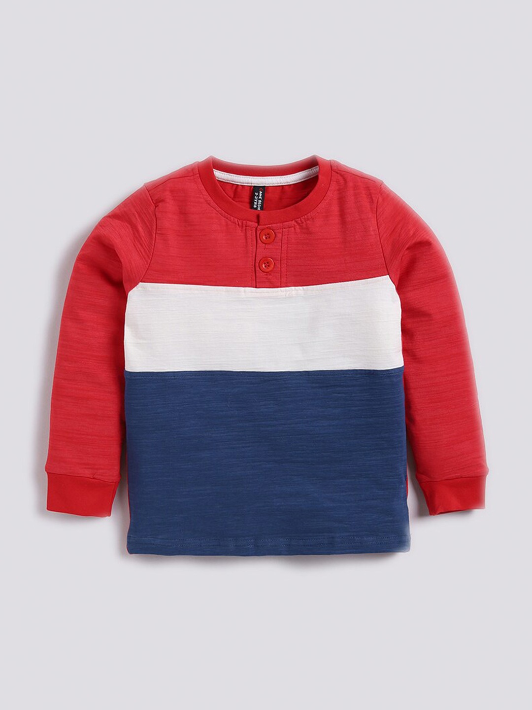

GAME BEGINS Boys Colourblocked Pure Cotton T-shirt, Red