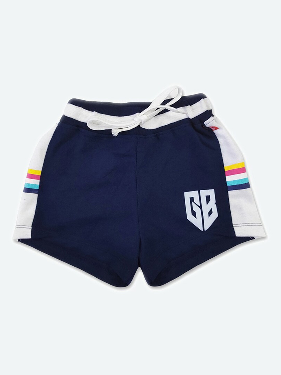 

GAME BEGINS Girls Mid-Rise Colourblocked Cotton Shorts, Navy blue