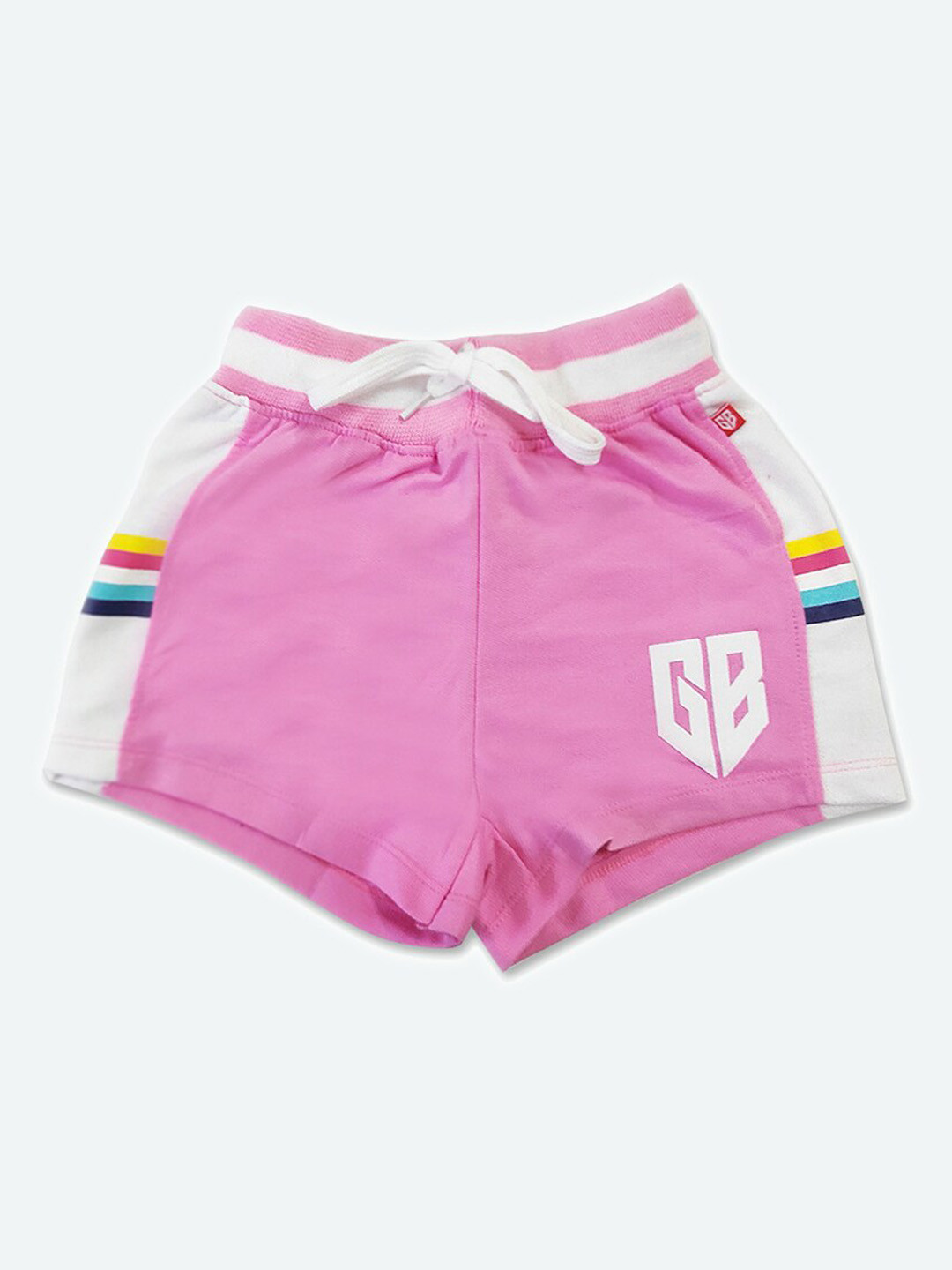 

GAME BEGINS Girls Mid-Rise Colourblocked Cotton Shorts, Pink