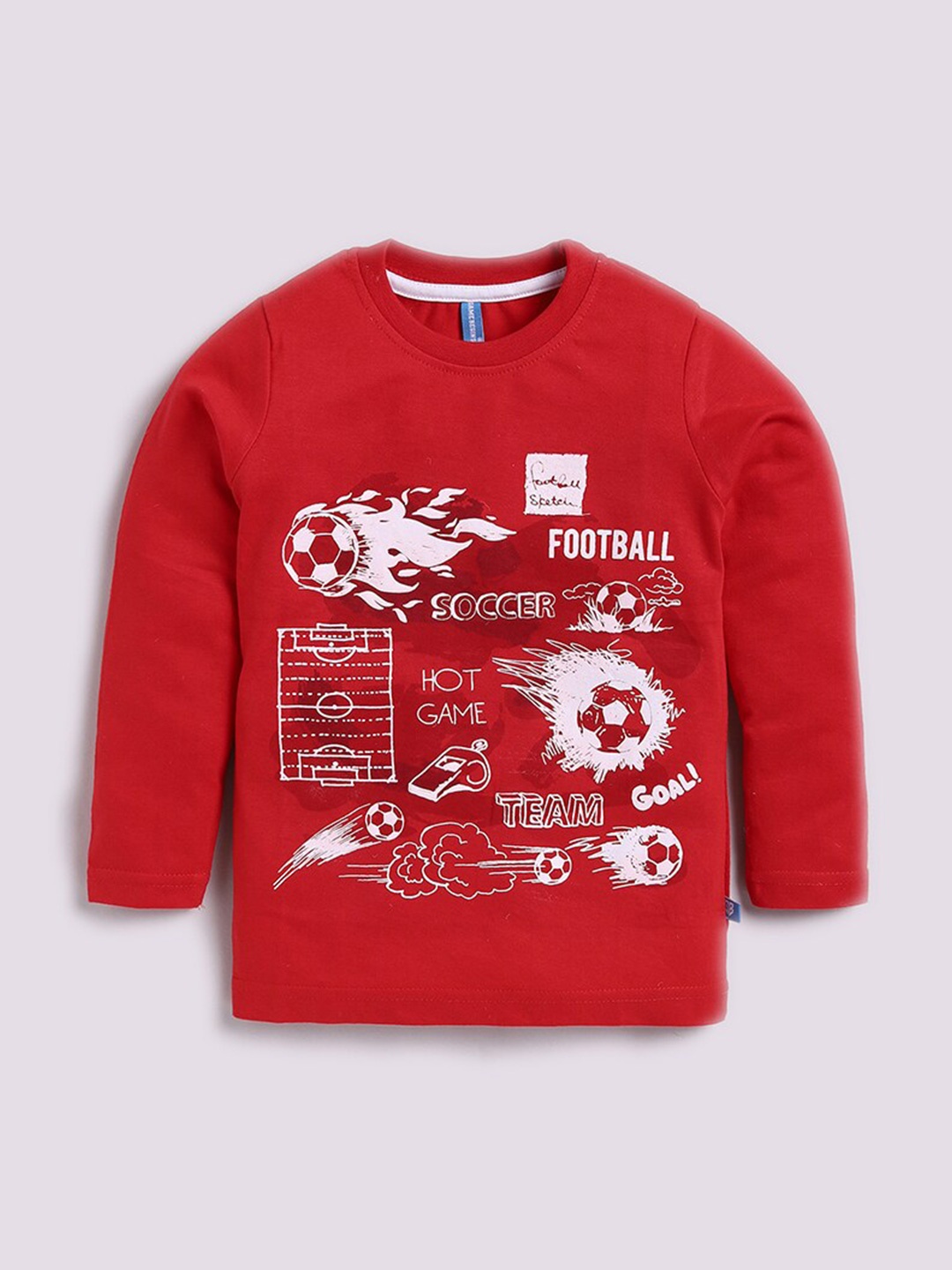 

GAME BEGINS Boys Graphic Printed Pure Cotton T-shirt, Red