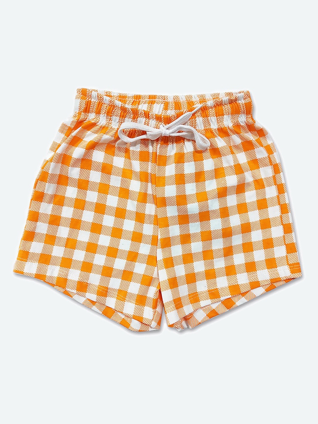 

GAME BEGINS Girls Mid-Rise Checked Cotton Shorts, Orange
