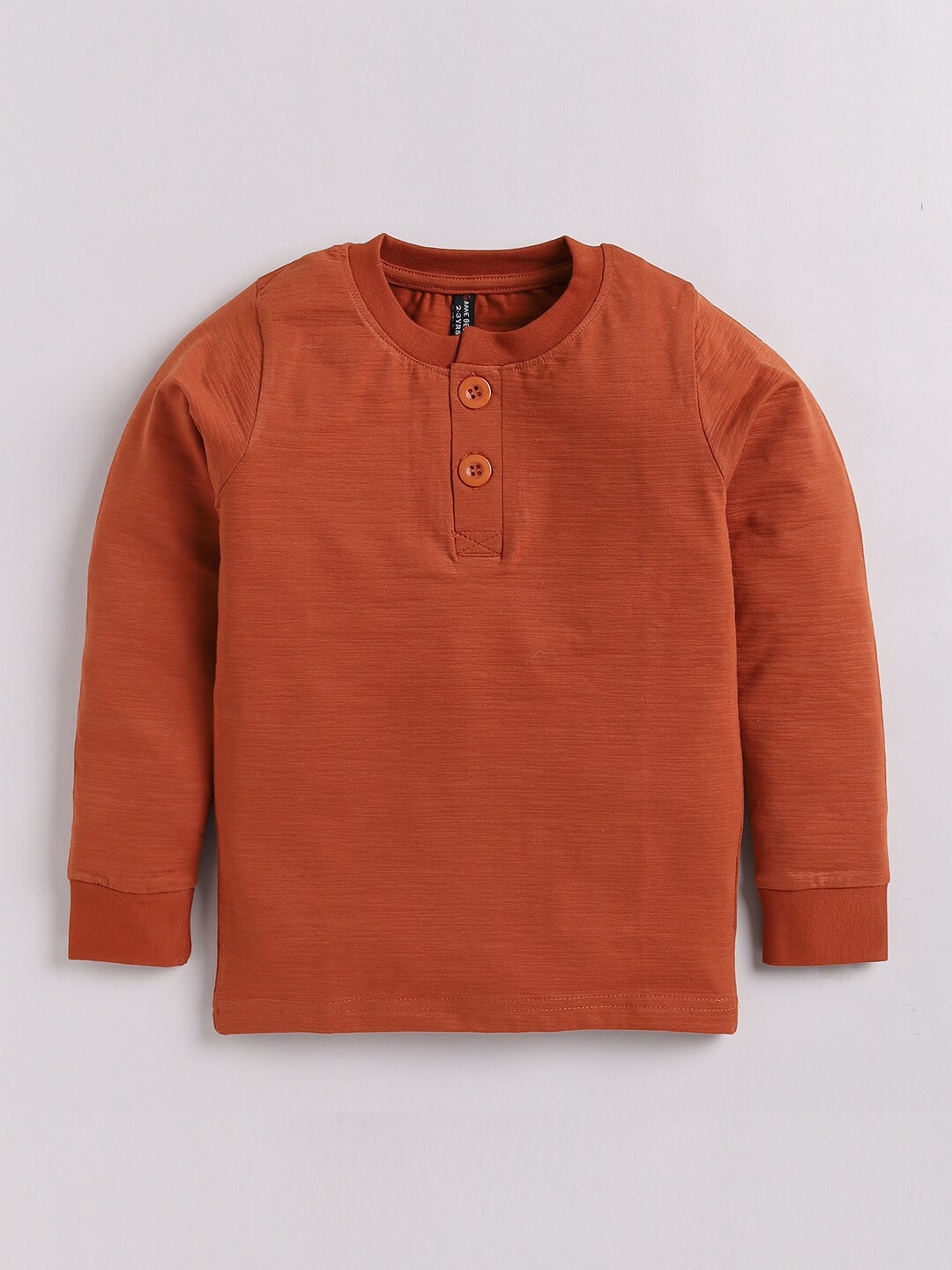 

GAME BEGINS Boys Henley Neck Pure Cotton Casual T-shirt, Rust