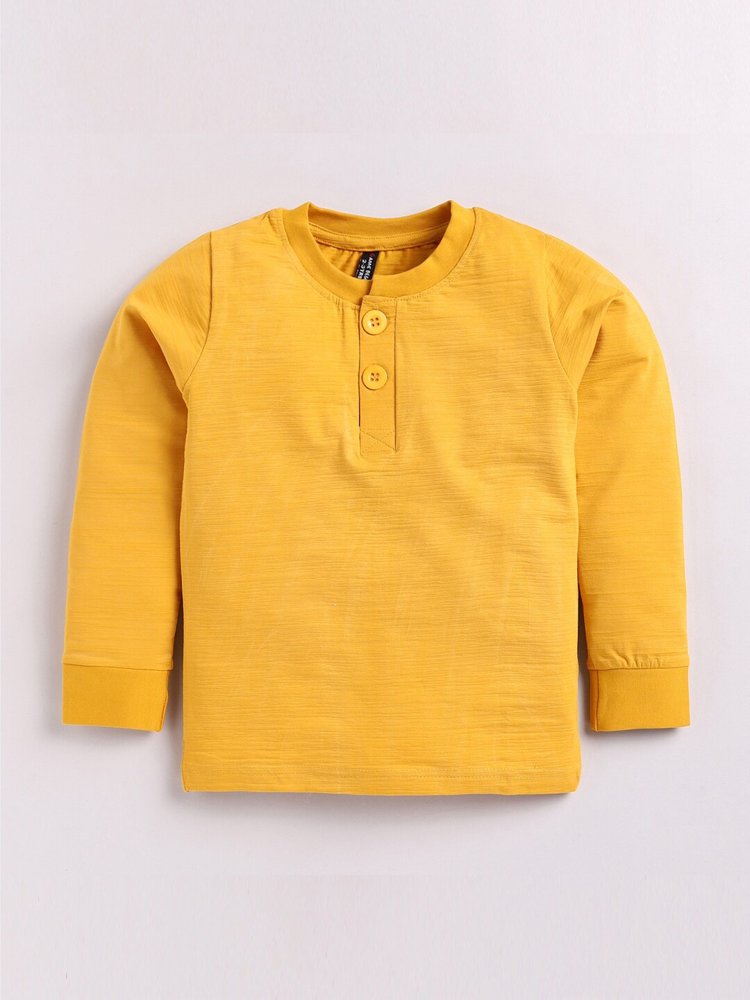 

GAME BEGINS Boys Henley Neck Pure Cotton T-shirt, Yellow