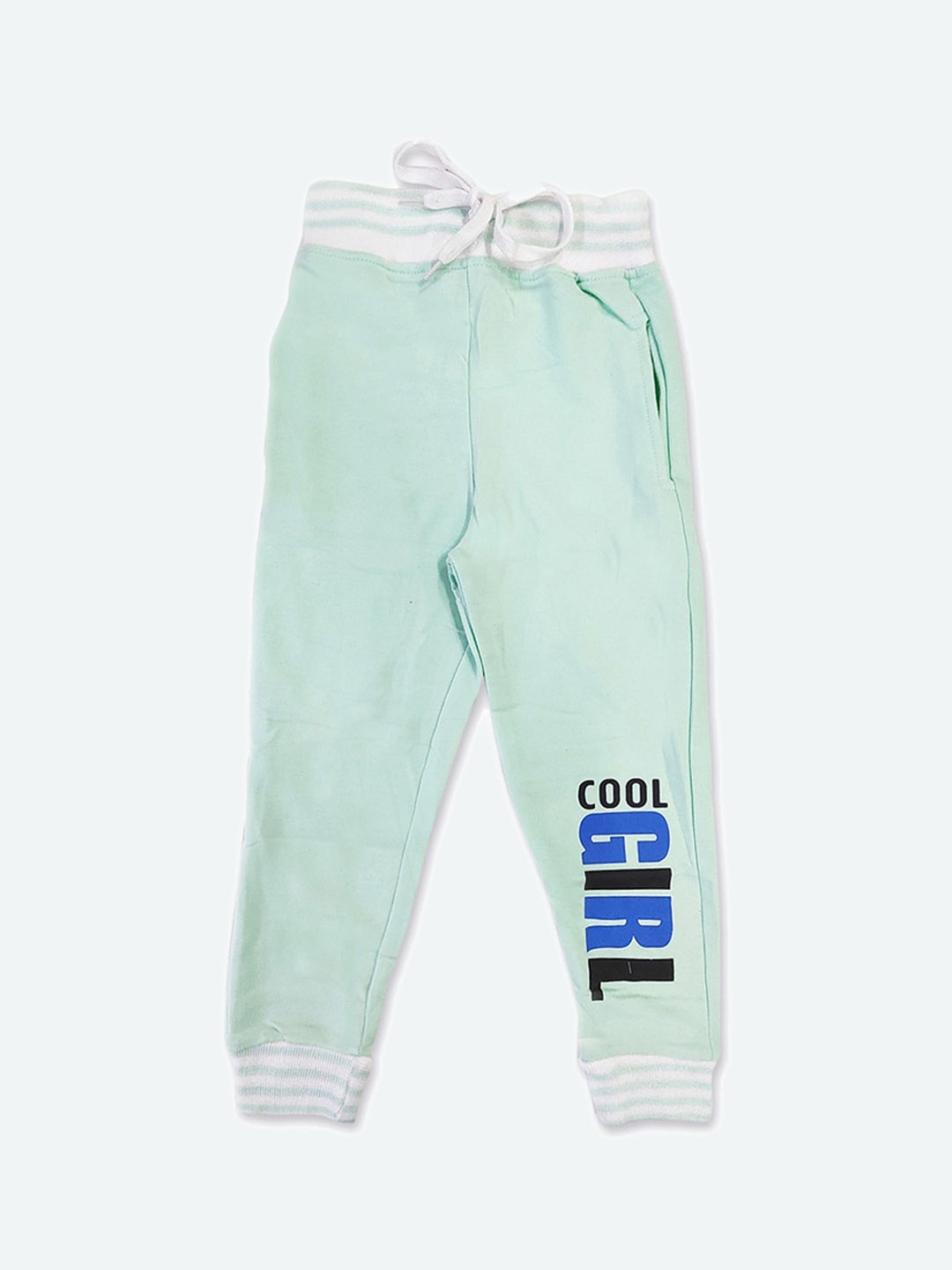 

GAME BEGINS Girls Mid-Rise Typography Printed Cotton Joggers, Green