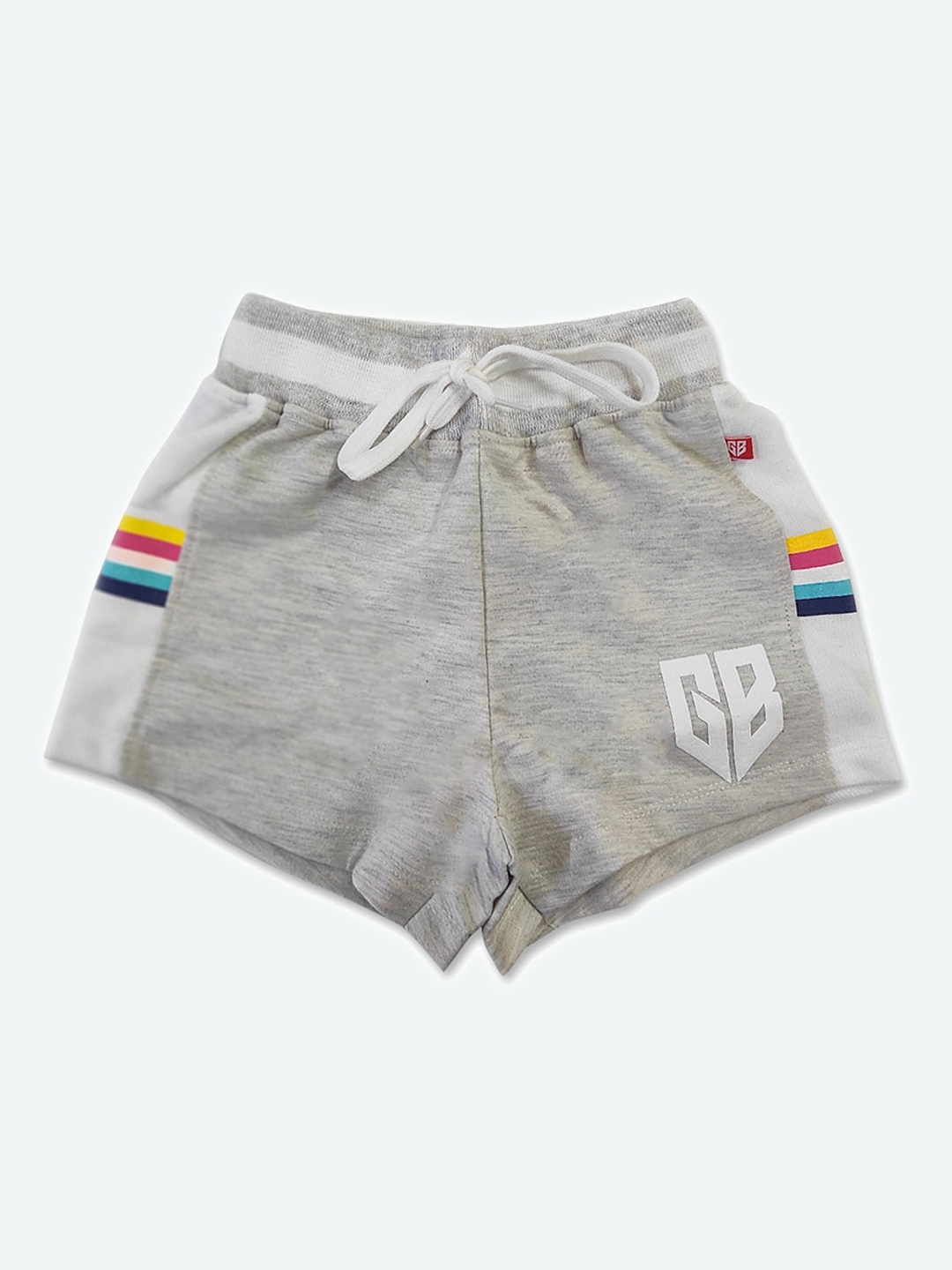

GAME BEGINS Girls Striped Cotton Shorts, Grey