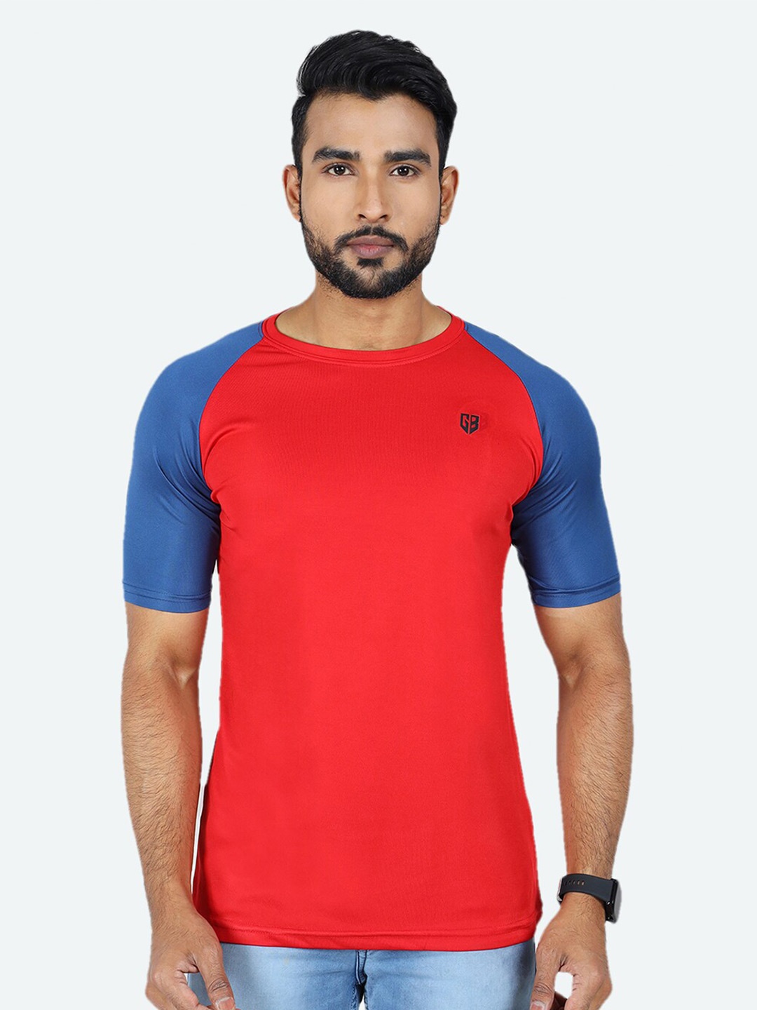 

GAME BEGINS Round Neck Raglan Sleeves Slim Fit T-shirt, Red