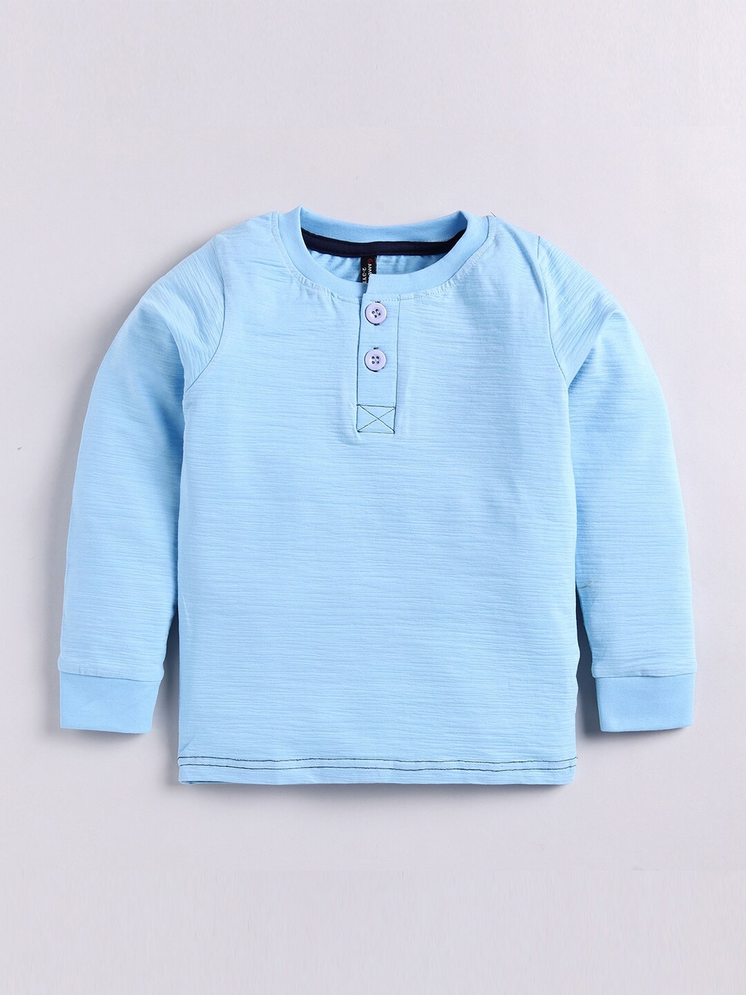 

GAME BEGINS Boys Henley Neck Pure Cotton T-shirt, Blue