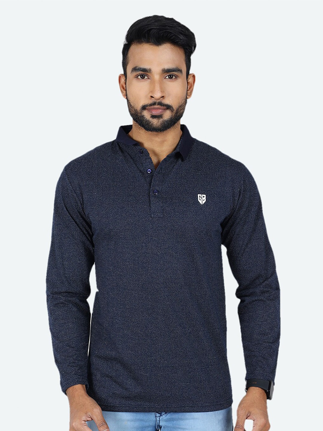 

GAME BEGINS Self Design Pure Cotton T-shirt, Blue