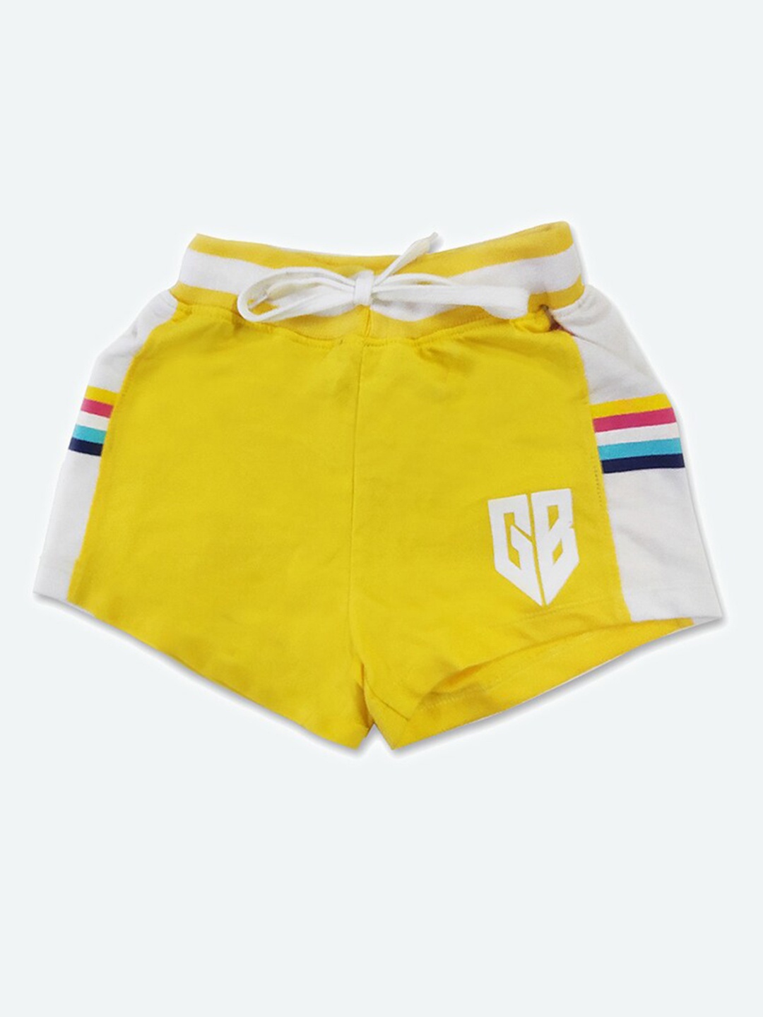 

GAME BEGINS Girls Striped Cotton Shorts, Yellow