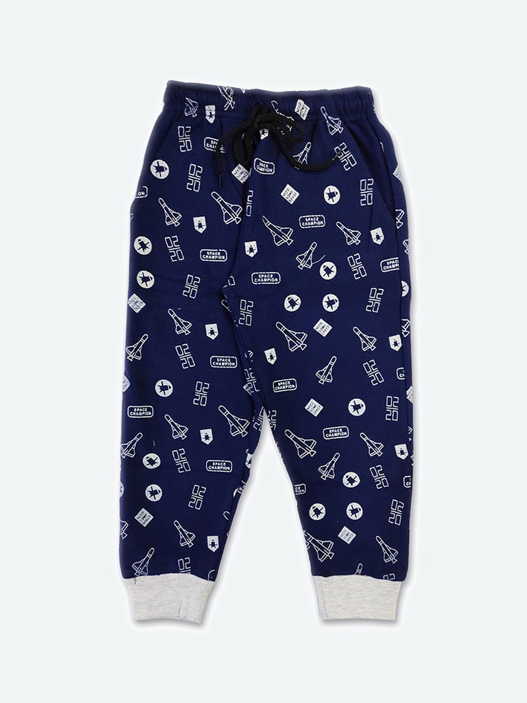

GAME BEGINS Boys Mid-Rise Typography Printed Cotton Joggers, Navy blue