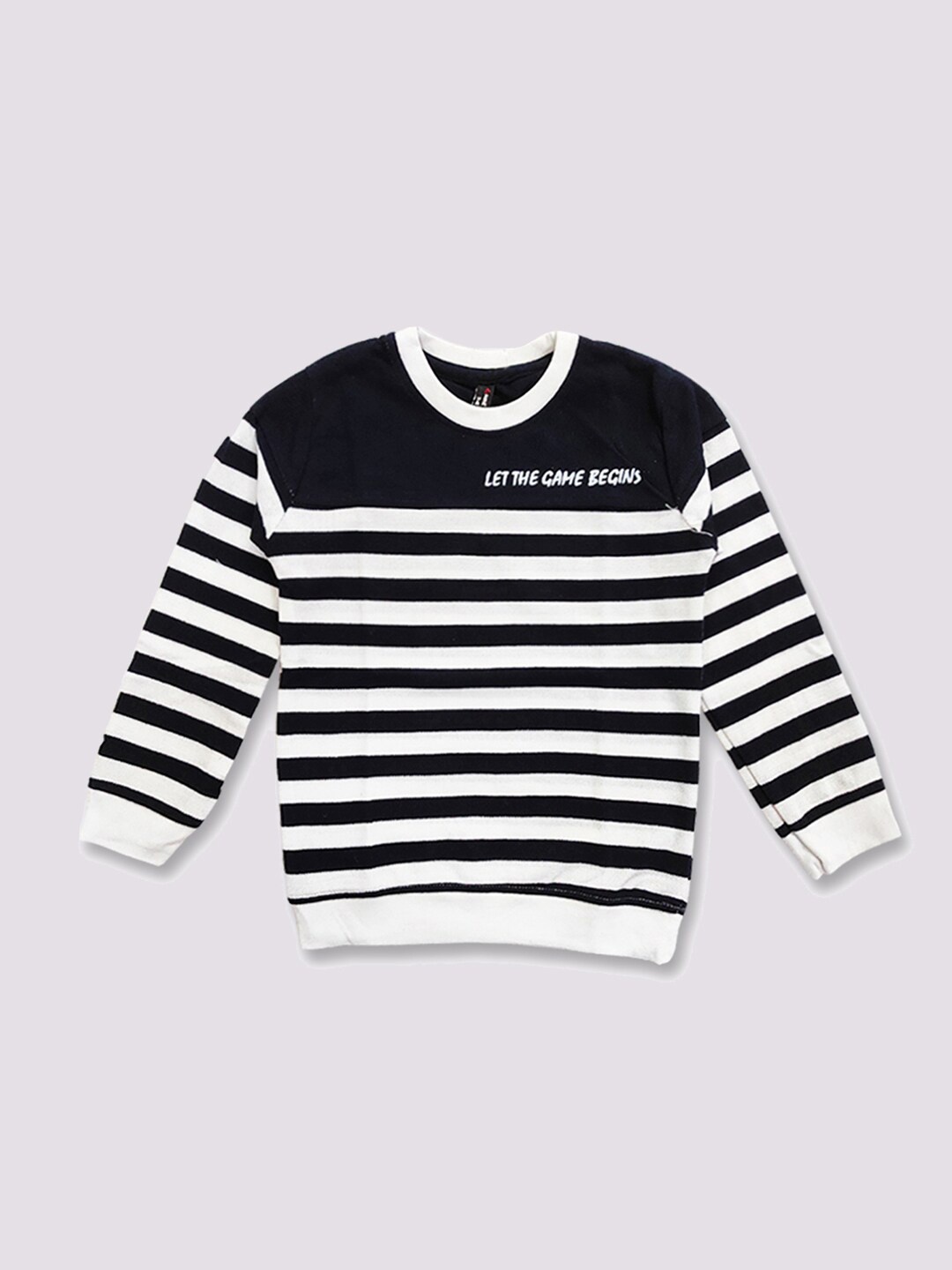 

GAME BEGINS Boys Striped Pure Cotton T-shirt, Navy blue