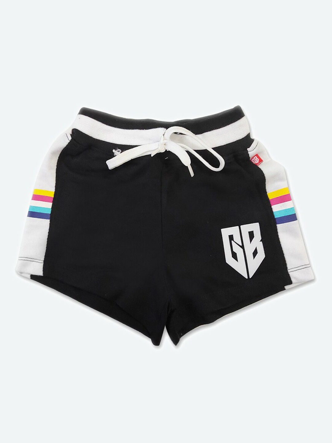 

GAME BEGINS Girls Striped Cotton Shorts, Black