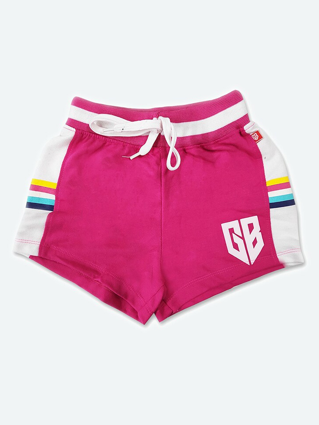 

GAME BEGINS Girls Striped Cotton Shorts, Pink
