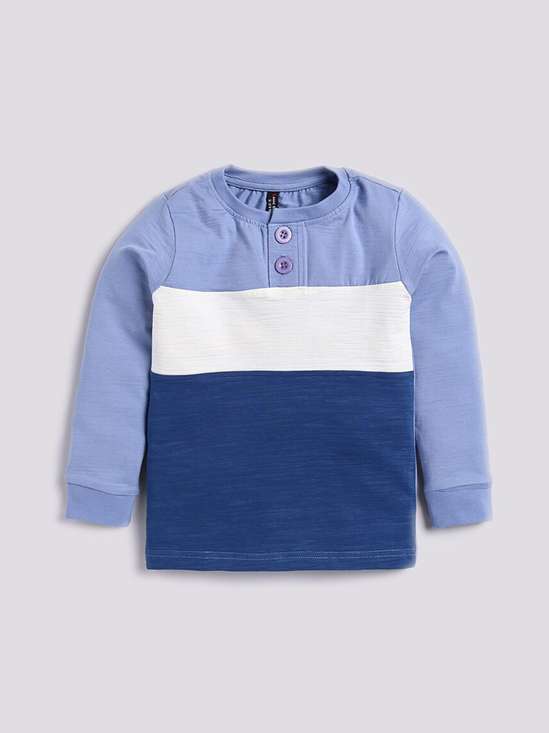 

GAME BEGINS Boys Henley Neck Colourblocked Pure Cotton T-shirt, Blue