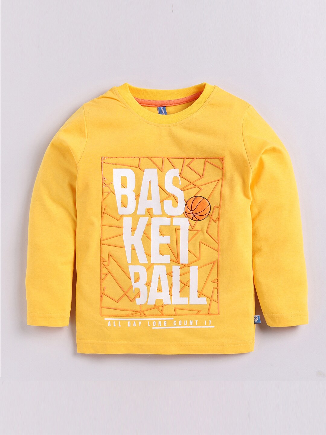 

GAME BEGINS Boys Typography Printed Pure Cotton T-shirt, Yellow