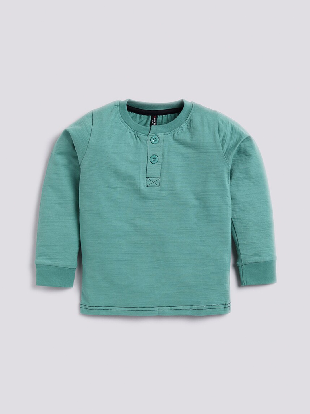 

GAME BEGINS Boys Henley Neck Pure Cotton T-shirt, Green