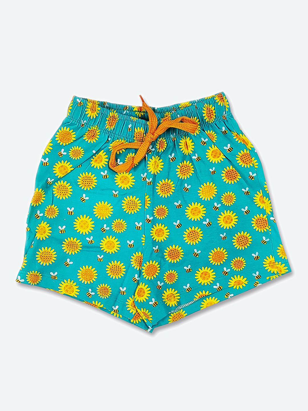 

GAME BEGINS Girls Floral Printed Cotton Shorts, Green
