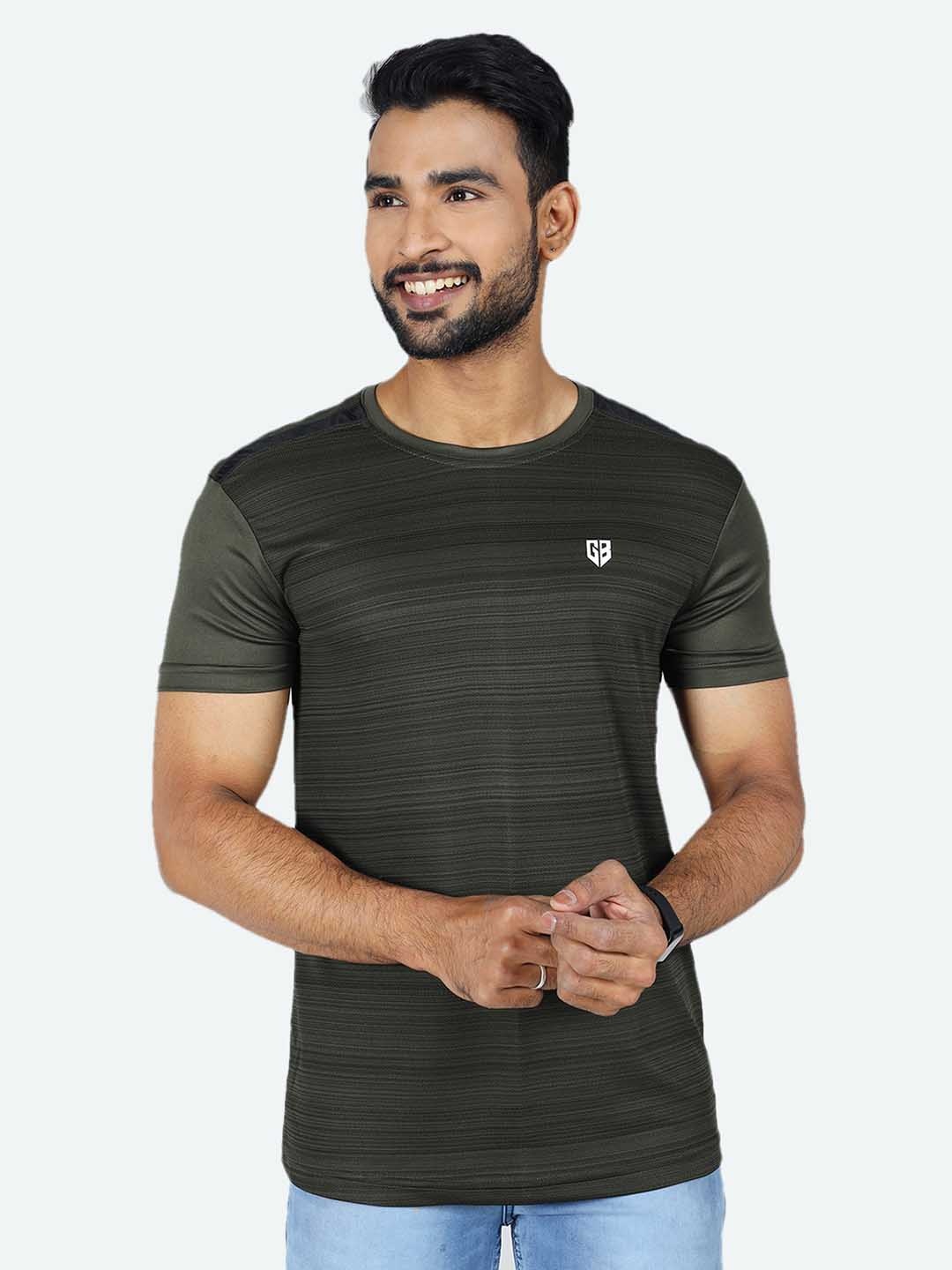 

GAME BEGINS Striped Slim Fit T-shirt, Olive