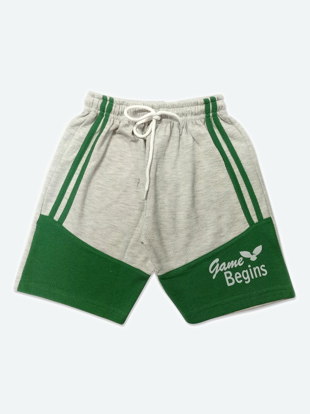 

GAME BEGINS Boys Typography Printed Mid Rise Cotton Shorts, Grey