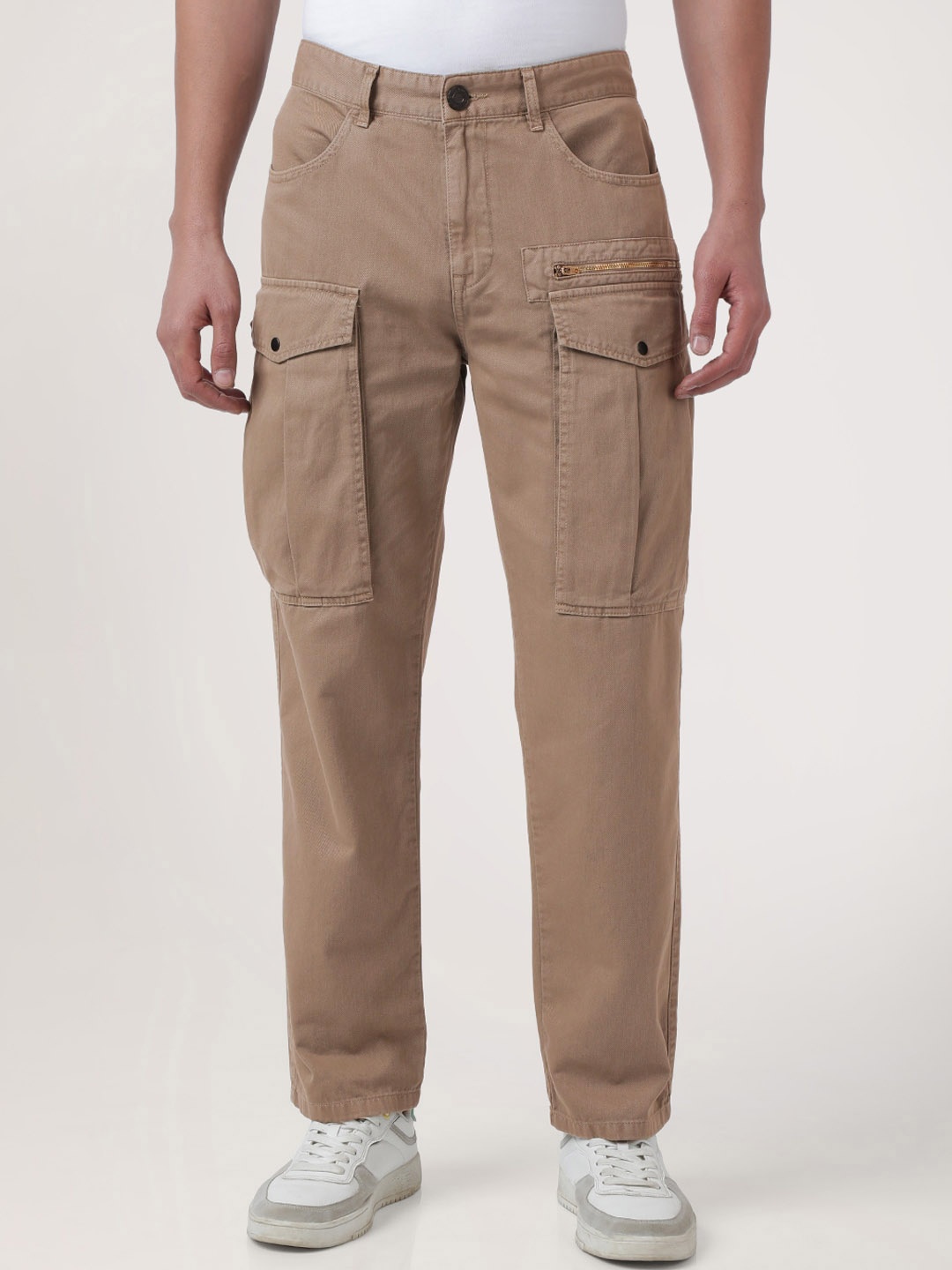 

Bene Kleed Men Cotton Relaxed Fit Cargo Trouser, Brown