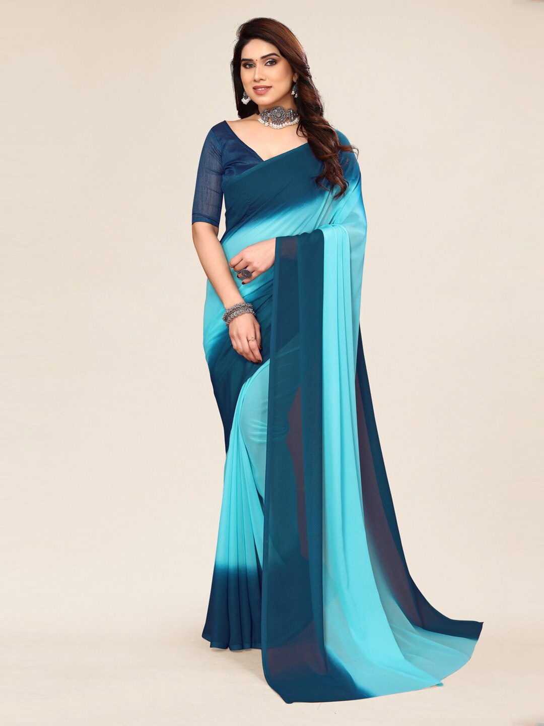 

ANAND SAREES Ombre Dyed Pure Georgette Saree, Blue