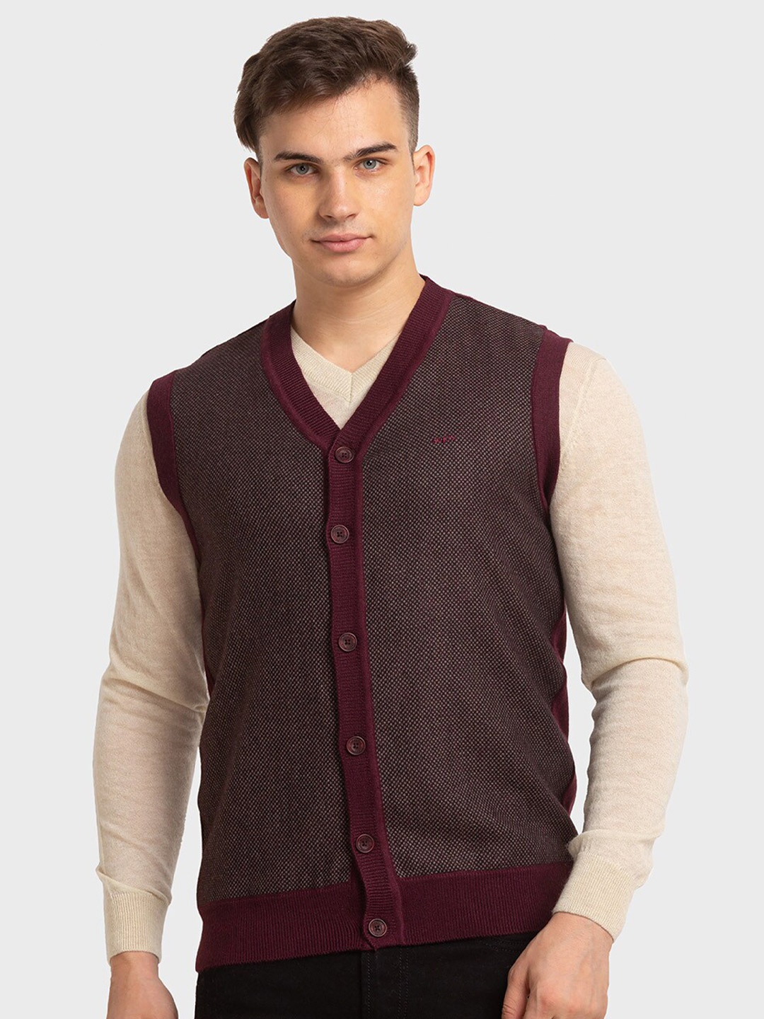 ColorPlus Men Maroon Sleeveless Fashion