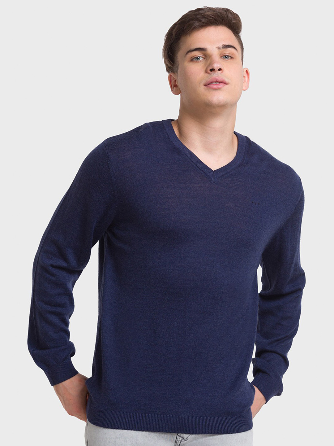 

ColorPlus Woollen Long Sleeves Sweater, Navy blue