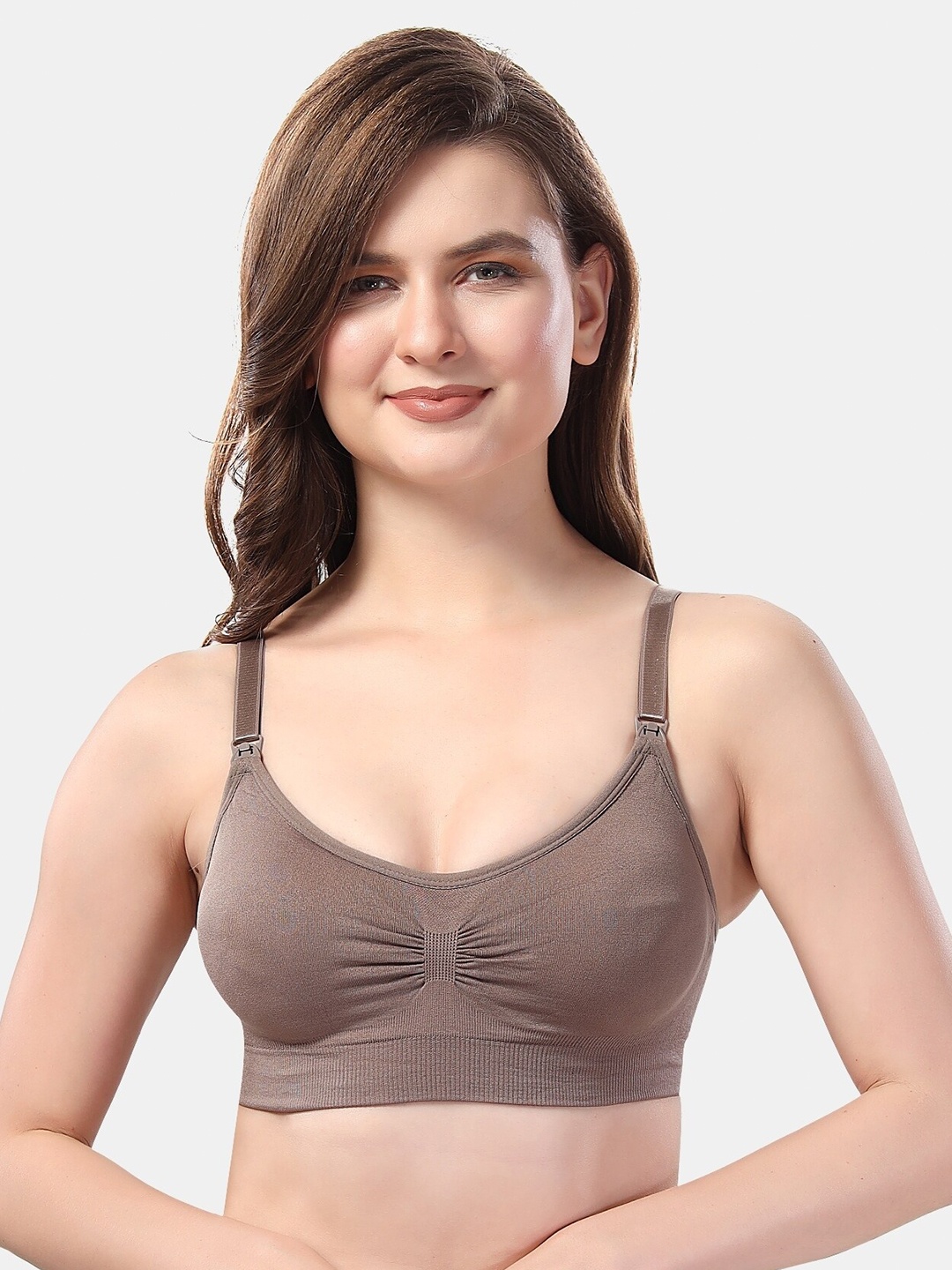

Fabme Lightly Padded Medium Coverage Maternity Bra With All Day Comfort, Coffee brown