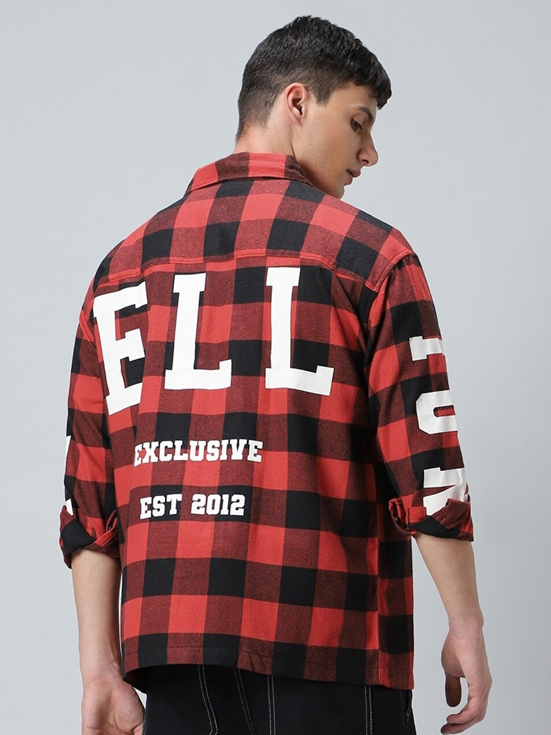 

Bewakoof Checked Oversized Cotton Shirt, Red