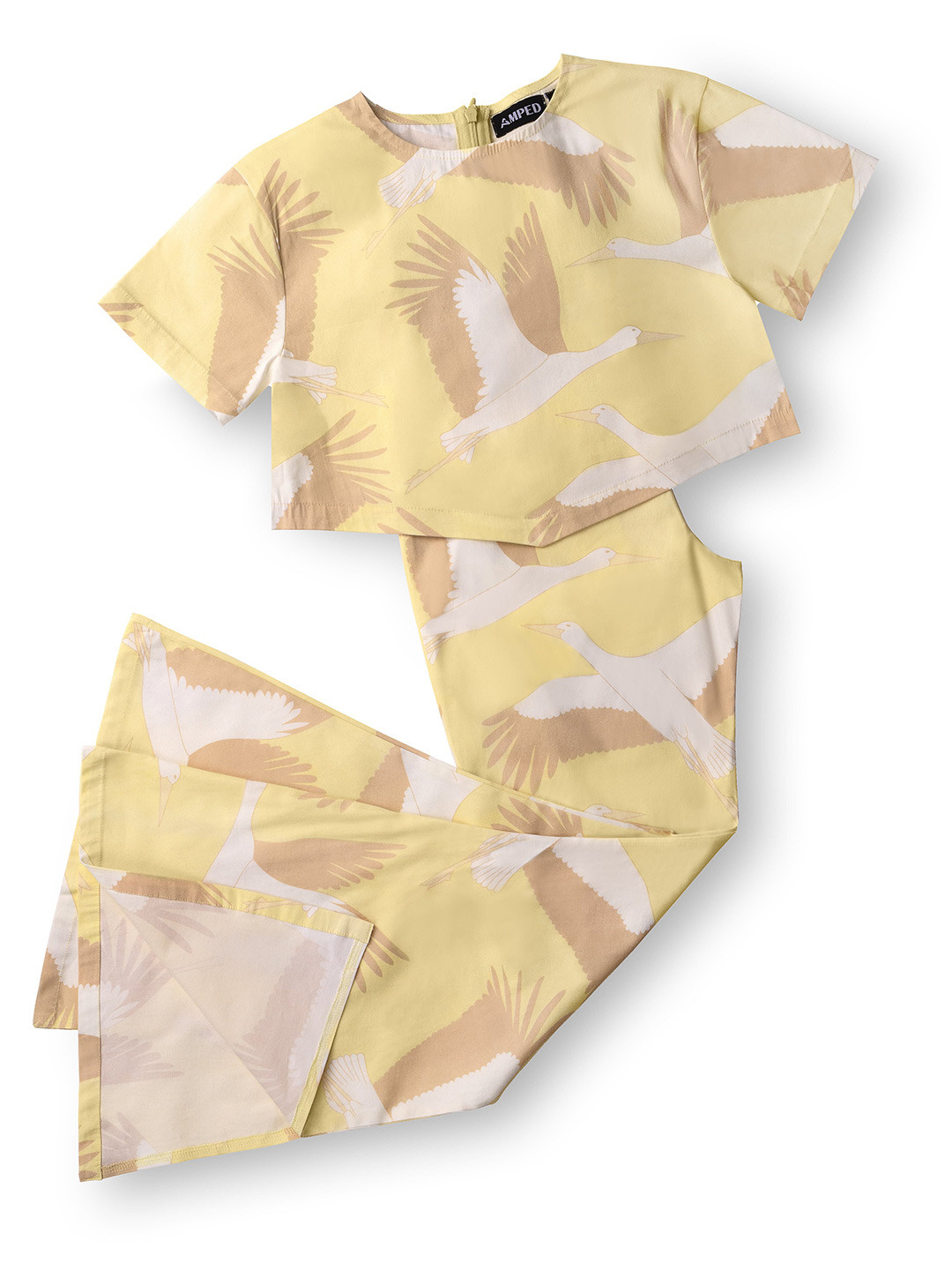 

AMPED Girls Conversational Printed Pure Cotton Top With Palazzo, Yellow