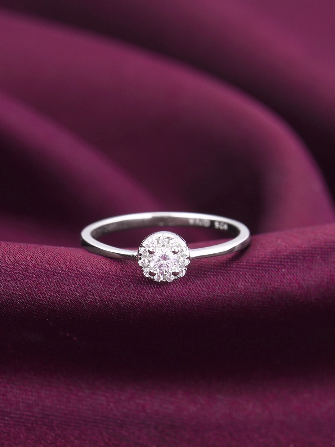 

GIVA Rhodium-Plated Zircon-Studded 925 Sterling Silver Adjustable Finger Ring