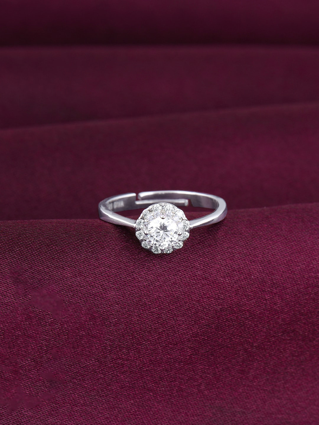 

GIVA 925 Sterling Silver Rhodium-Plated CZ Studded Adjustable Finger Ring