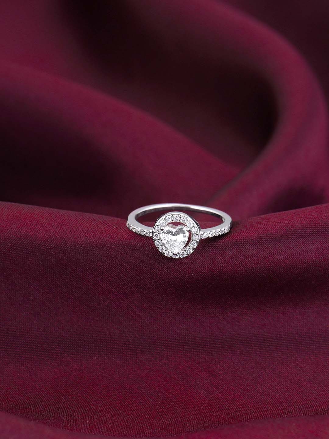 

GIVA 925 Sterling Silver Rhodium-plated Zircon-Studded Adjustable Finger Ring