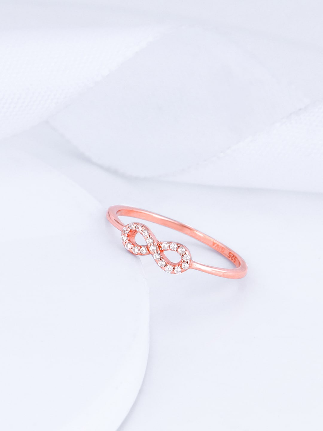 

GIVA 925 Sterling Silver Rose Gold-plated Zircon-Studded Adjustable Finger Ring