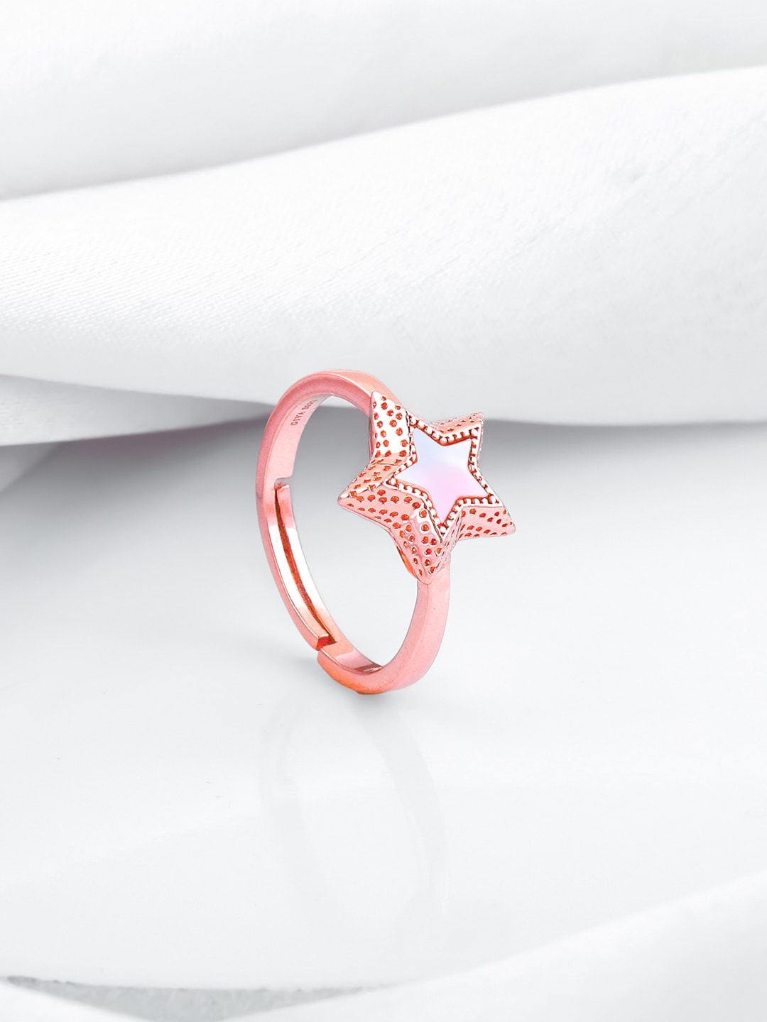 

GIVA 92.5 Sterling Silver Rose Gold-Plated Shine Like The Star Adjustable Finger Ring