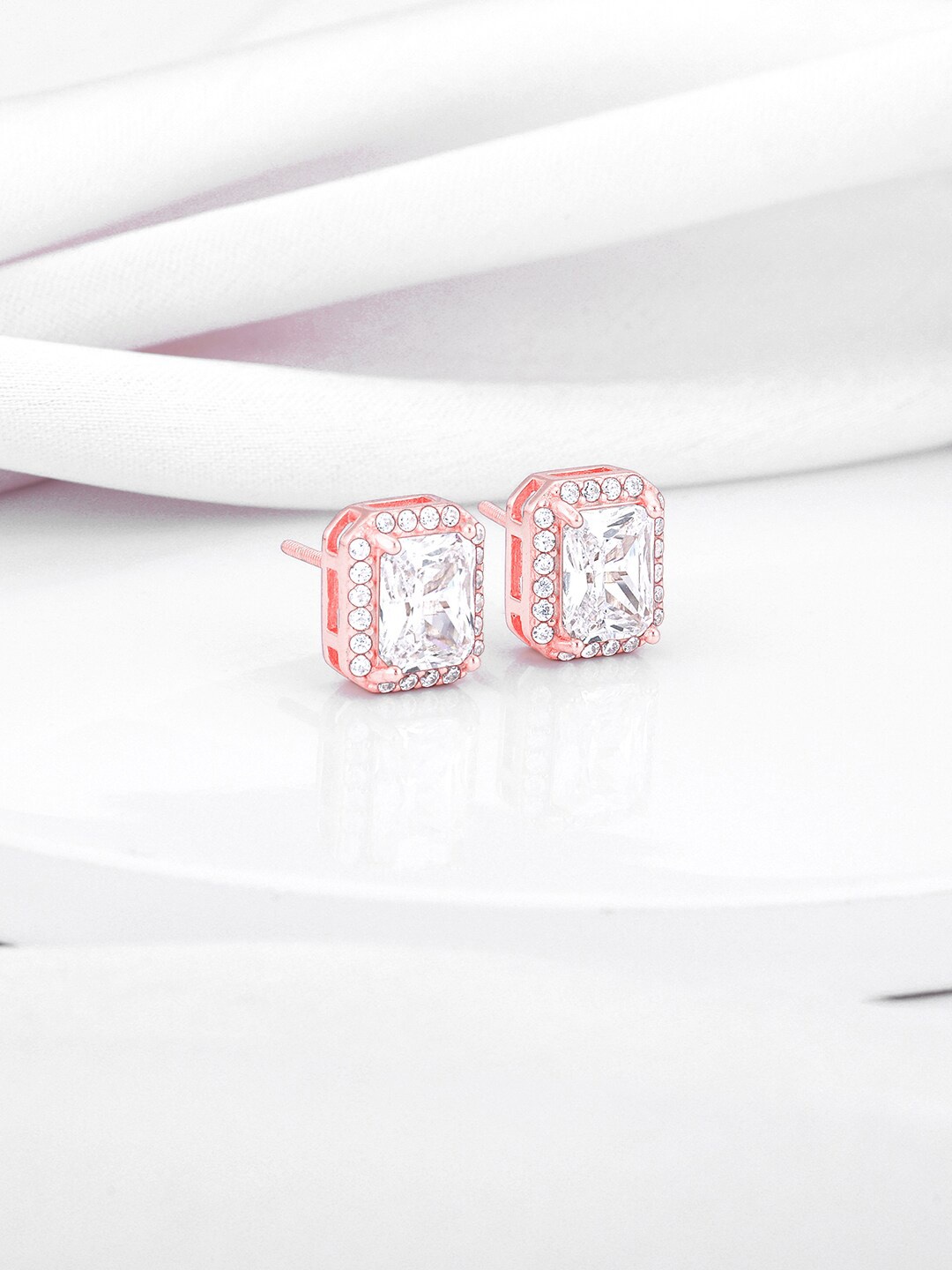 

GIVA 925 Sterling Silver Rose Gold-Plated Zircon Contemporary Studs Earrings