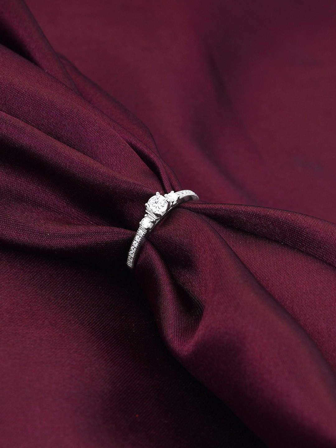 

GIVA 925 Sterling Silver Rhodium-Plated CZ Studded Adjustable Finger Ring