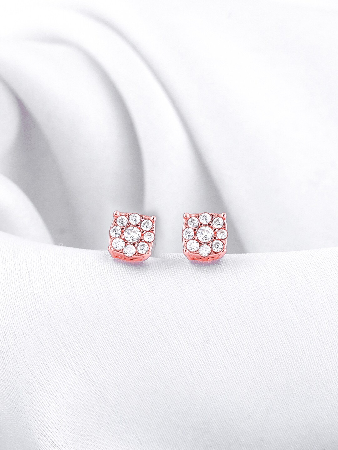 

GIVA Rose Gold Plated 925 Sterling Silver Contemporary CZ Stone Studded Studs Earrings