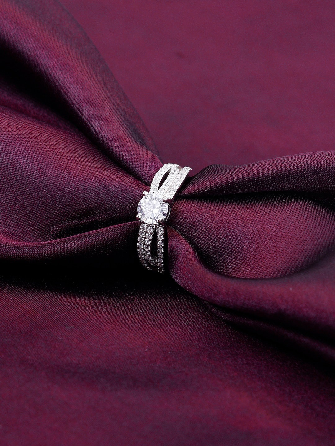 GIVA Rhodium Plated Sterling Silver Finger Ring