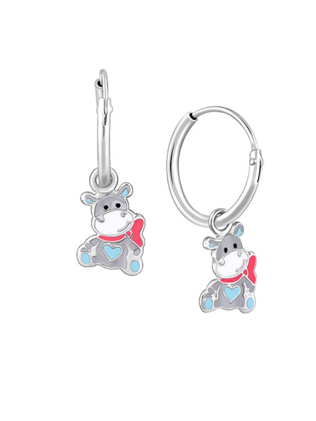 

GIVA Girls Rhodium-Plated 925 Sterling Silver Playful Hippo Hoop Earrings